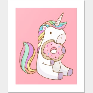 Unicorn with Donut Posters and Art